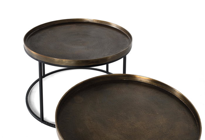 GINER Y COLOMER Lot de 2 tables basses en métal noir et bronze
